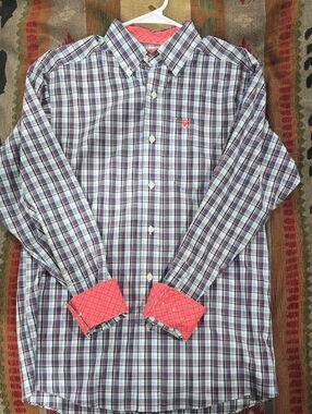Ariat Men's Plaid Button-Down Shirt in Red, White & blue Accent